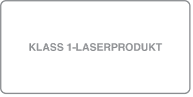 En etikett med texten ”Klass 1-laserprodukt”.