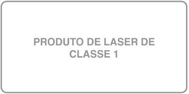 Uma etiqueta com a redação “Produto Laser de Classe 1”.