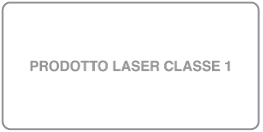 Un’etichetta che riporta la scritta “Prodotto laser Classe 1”.