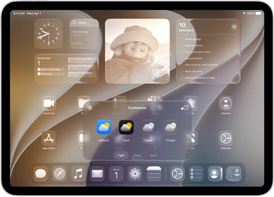 The iPad Home Screen with clear app icons.