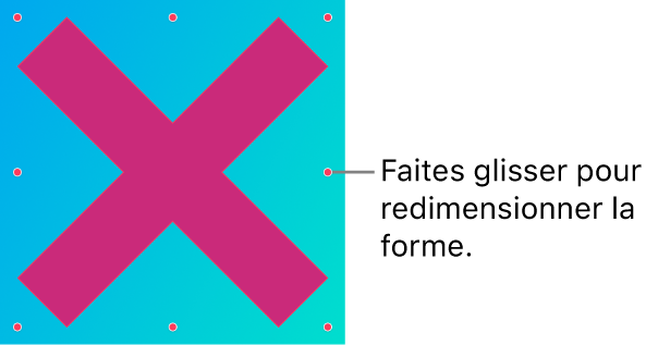 Un graphique vectoriel en forme de X avec des poignées pour le redimensionner.