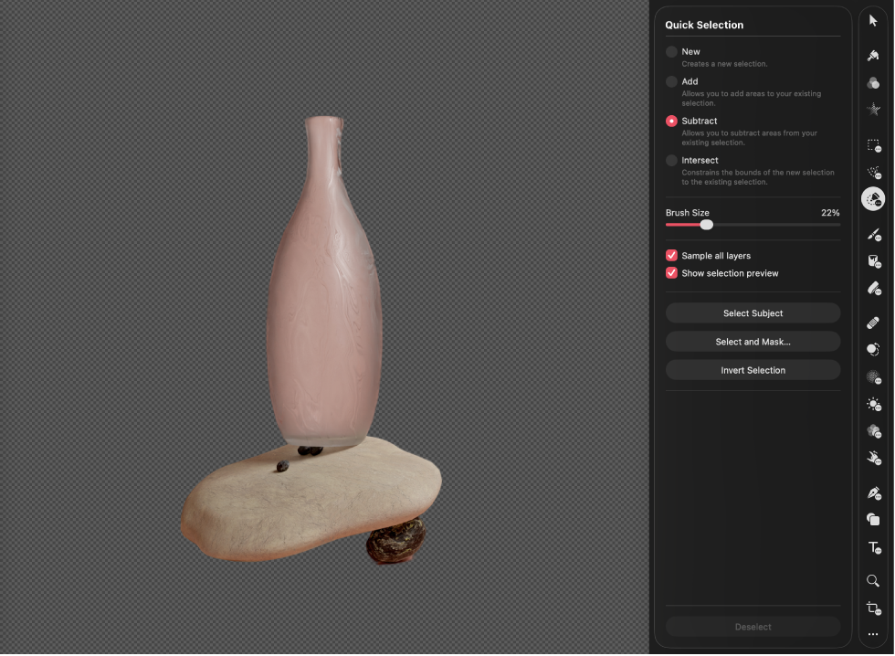 A photo in the canvas with the background removed.