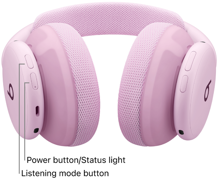 The power button on Beats 360, located on the left earcup.