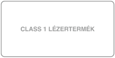 Egy címke a következő szöveggel: „Class 1 laser product”.