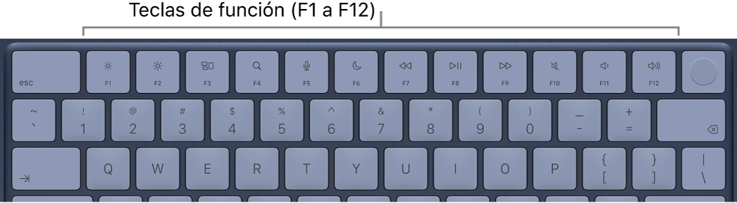 El teclado de la MacBook Neo, que muestra la fila superior con las teclas de función.