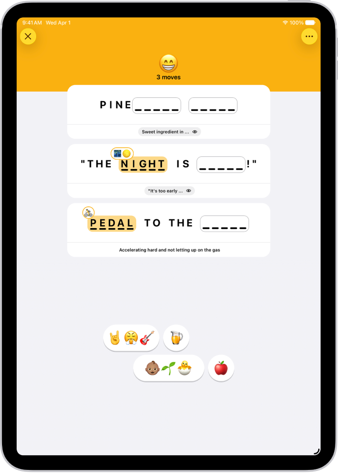 Un rompecabezas de emoji en la app News.