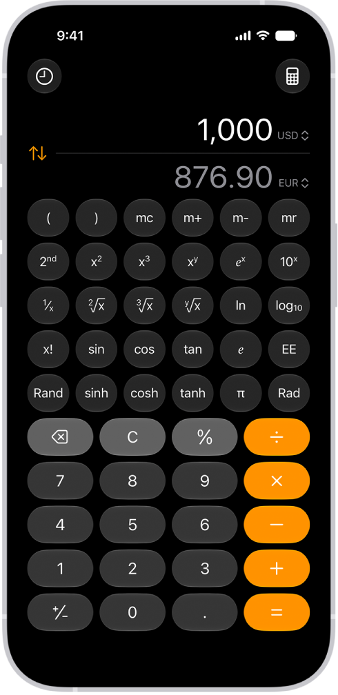 The basic calculator with a currency conversion.