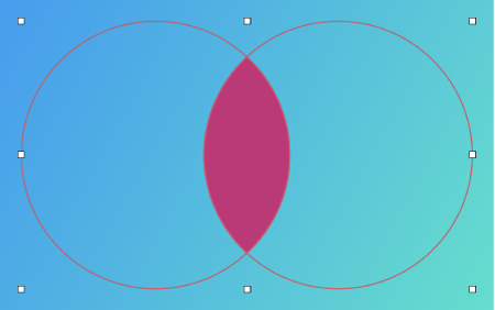 Two circle shapes combined by intersecting.