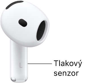 Umiestnenie snímača tlaku na AirPodoch&nbsp;5 pozdĺž stopky oboch AirPodov.