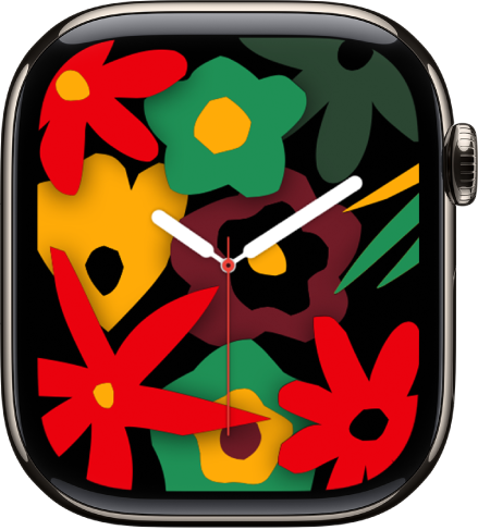 The Unity Bloom watch face showing the current time in the center of the screen.