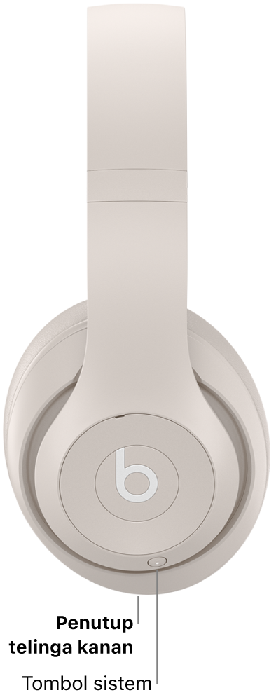 Tombol sistem di Beats&nbsp;Studio&nbsp;Pro, yang terletak di penutup telinga kanan.