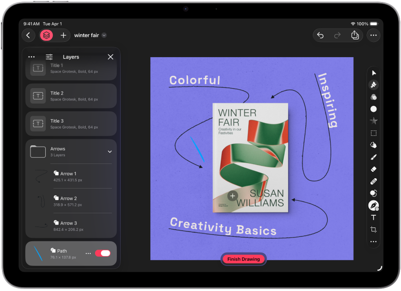 A graphic design in the Paint workspace.