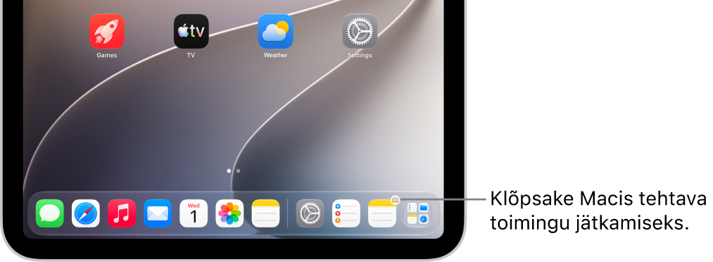 iPadis on Dockis ikoon Handoff.