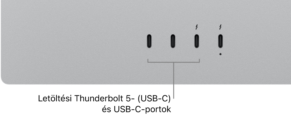 A letöltési Thunderbolt- és USB-C-portok.