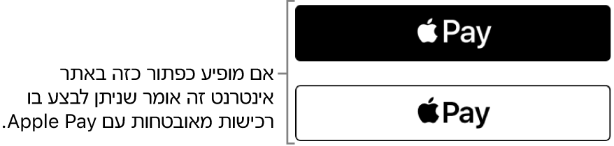 הכפתור המופיע באתרים המקבלים Apple Pay לרכישות.