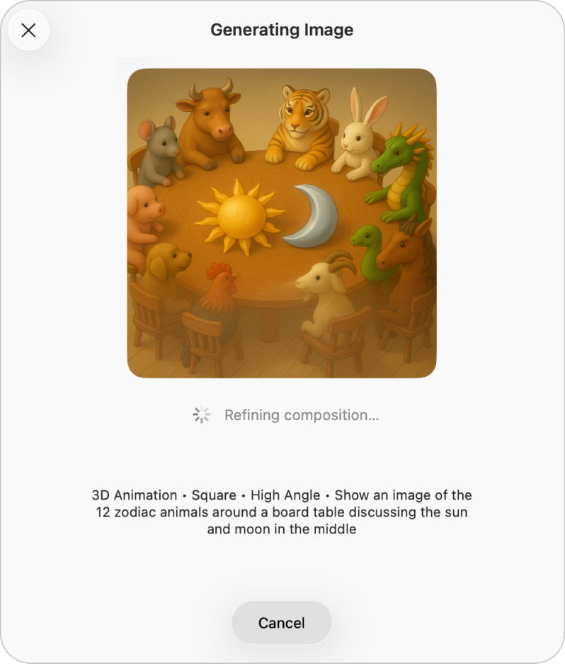 The Image Generation tool in Freeform, included with a subscription to Apple Creator Studio.
