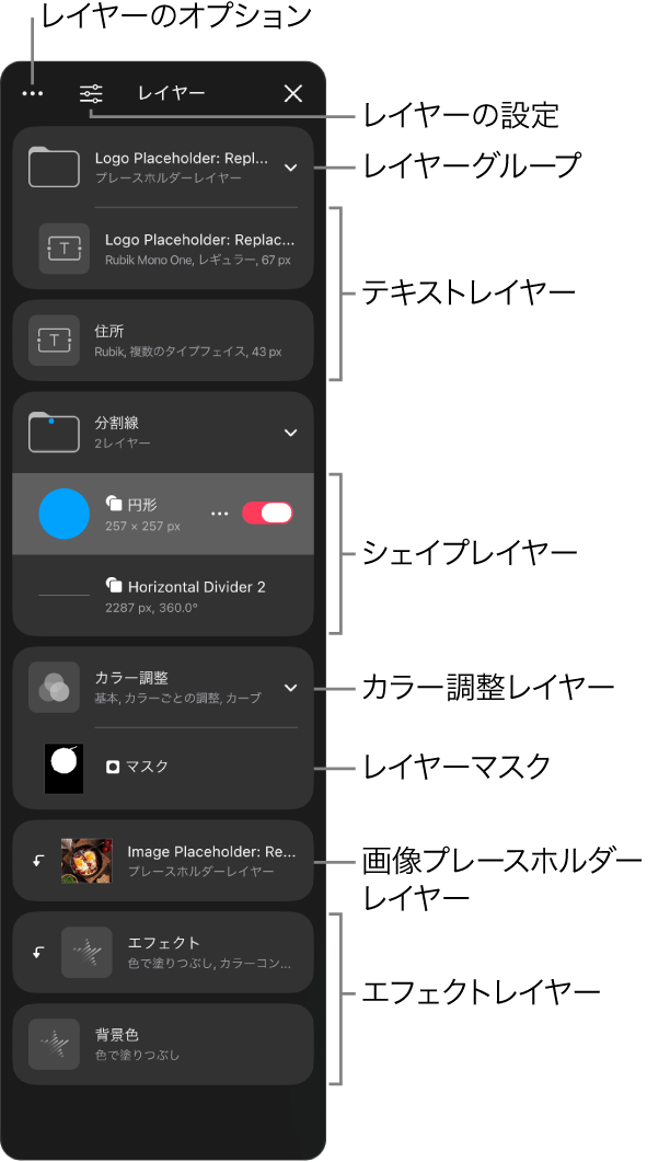 レイヤーサイドバー