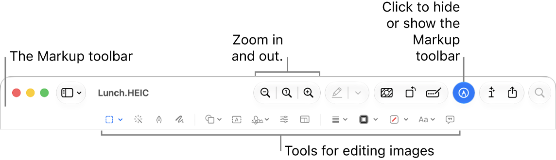 The Markup toolbar for editing images.