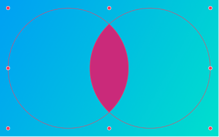 Deux formes circulaires combinées par intersection.