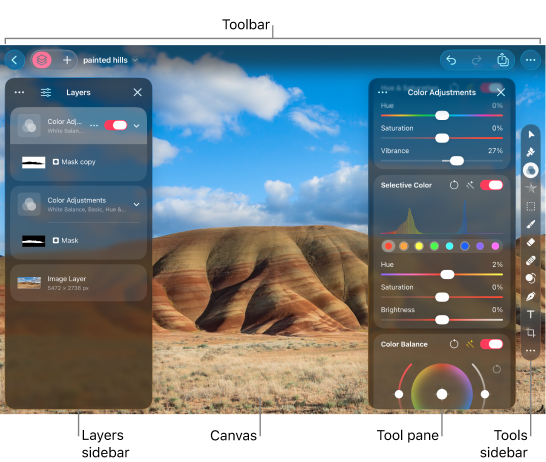 The Pixelmator Pro interface 