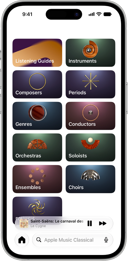 An iPhone shows the Search tab where you can browse the Catalog, Playlists, and Instruments.