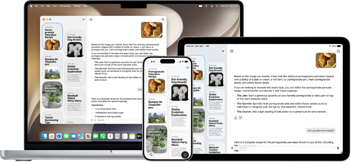 The Siri app on an iPhone, iPad, and Mac.