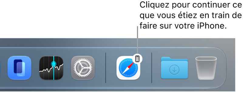L’icône Handoff affichée dans le Dock sur un Mac.
