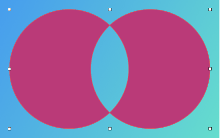 Two circle shapes combined by intersecting.