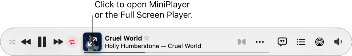 Click the album art to open MiniPlayer.