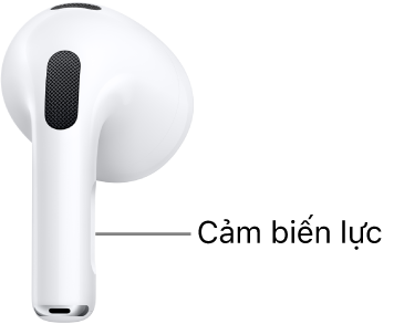Vị trí của cảm biến lực trên AirPods&nbsp;3, nằm dọc theo thân của cả hai AirPods.