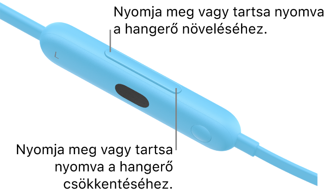 A Beats&nbsp;Flex bal vezérlőmoduljának a képe a hangerőgombbal.