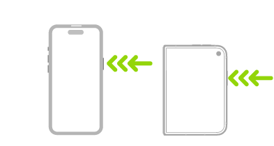 An illustration of iPhone with an arrow that indicates triple-clicking the side button on the upper right.