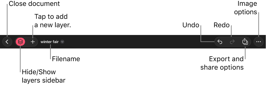 The Pixelmator Pro toolbar