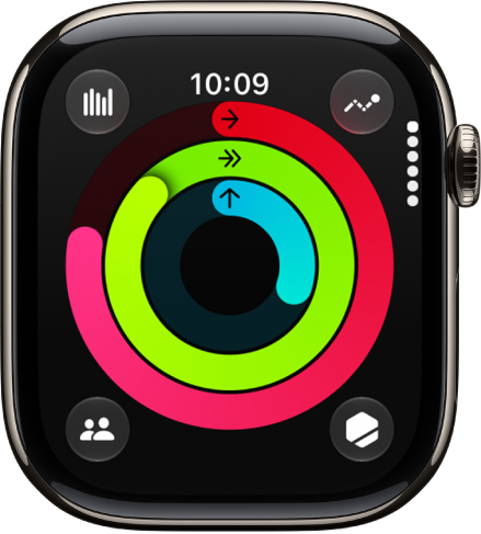 The Activity screen, showing the Move, Exercise, and Stand rings.