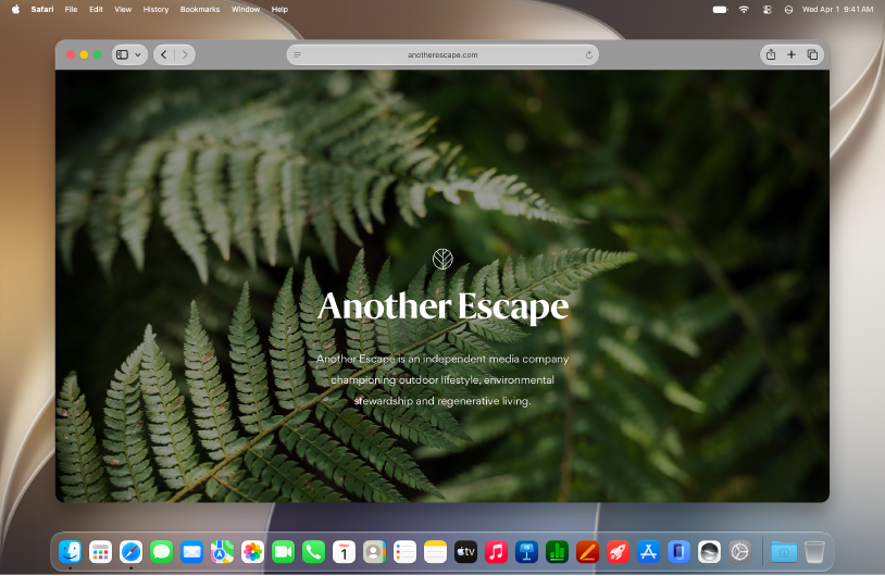 A Mac with an open Safari window showing a website.
