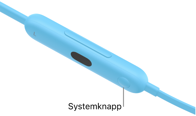 Systemknappen på Beats&nbsp;Flex, plassert på venstre kontrollmodul.