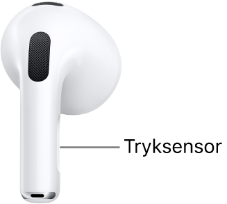 Placeringen af tryksensoren på staven på begge AirPods på AirPods&nbsp;3.