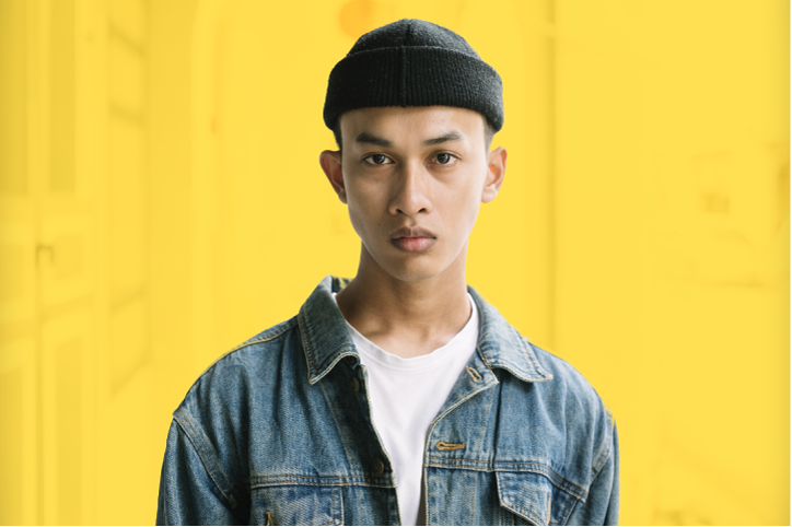 A photo with a yellow mask overlay.