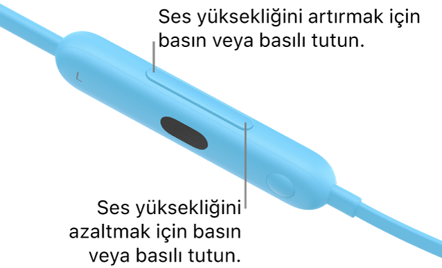 Ses yüksekliği düğmesini gösteren Beats&nbsp;Flex son denetim modülünün görüntüsü.