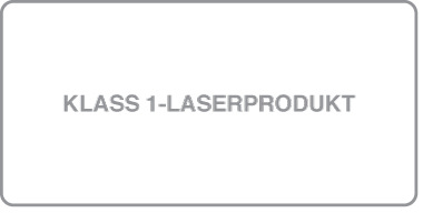En etikett med texten ”Klass 1-laserprodukt”.