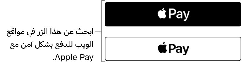 الزر الذي يظهر على مواقع الويب التي تقبل Apple&nbsp;Pay للمشتريات.