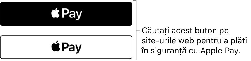 Butonul care apare pe site‑urile web care acceptă Apple&nbsp;Pay pentru achiziții.