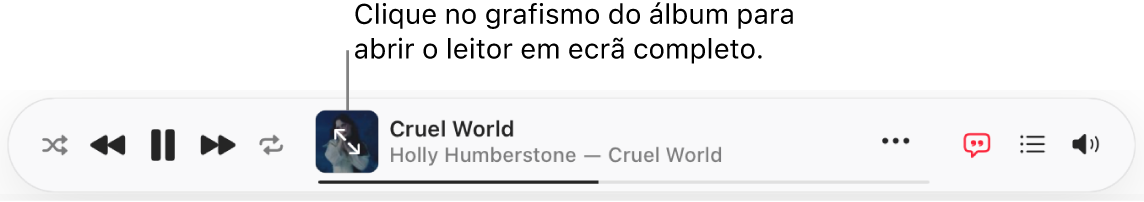 A parte inferior de Apple&nbsp;Music com uma música a ser reproduzida.