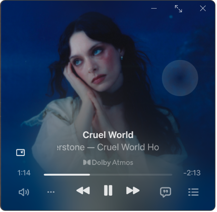 The MiniPlayer showing the album artwork.