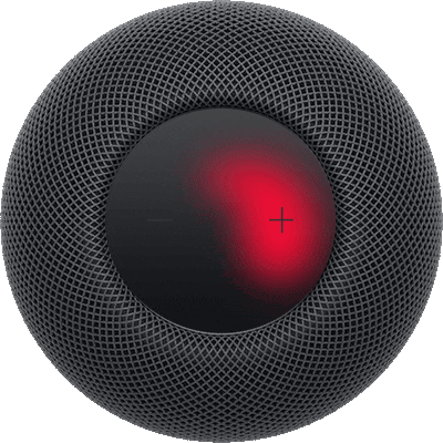 ไฟสีแดงที่หมุนซึ่งบ่งบอกว่า HomePod กำลังรีเซ็ต
