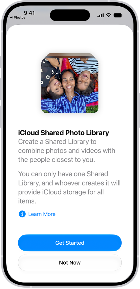 Creating a Shared Library in the Photos app.