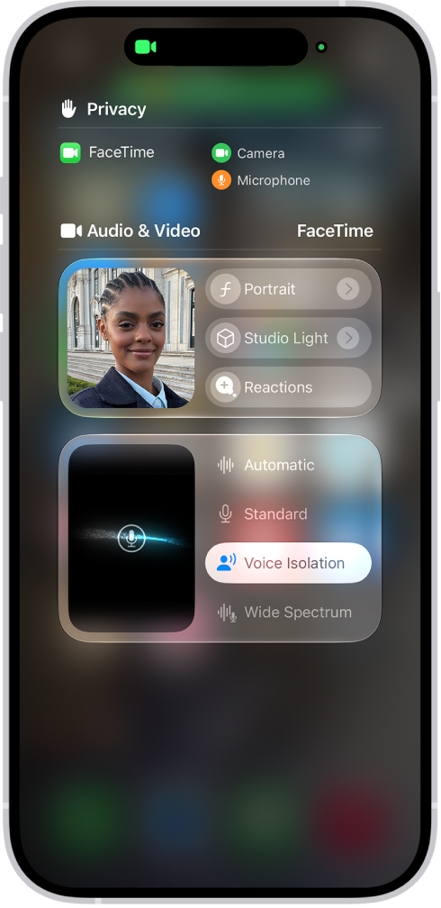 The Control Center, showing options for audio and video effects.