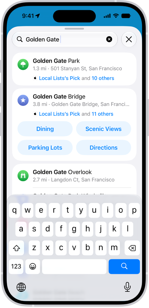 Search in the Maps app.