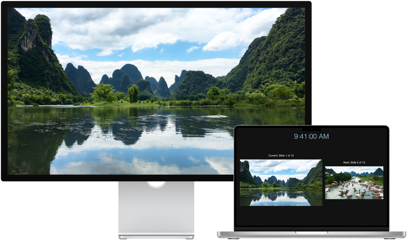 MacBook Air and Studio Display side by side.