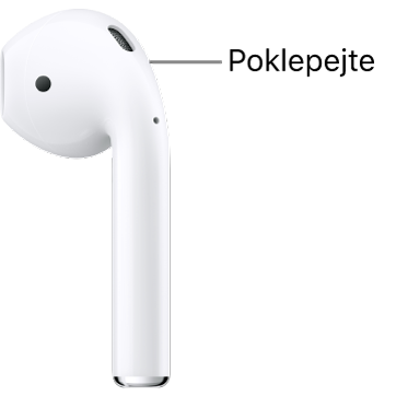 Místo, kde poklepat na AirPody 1 nebo&nbsp;2 u&nbsp;horního okraje stopky.